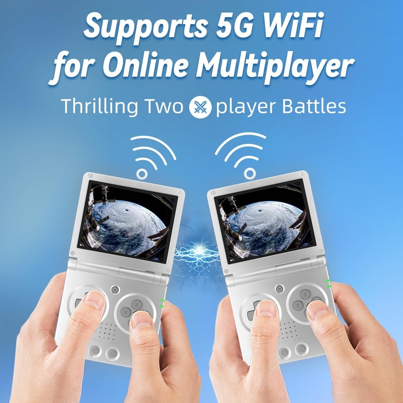 Voacle RG35XXSP Flip Retro Handheld Game Console ,3.5 Inch IPS Screen Linux System Built-in 64G TF Card 5532 Games Support 5G WiFi Bluetooth TV Output(Silver-New) - Image 5